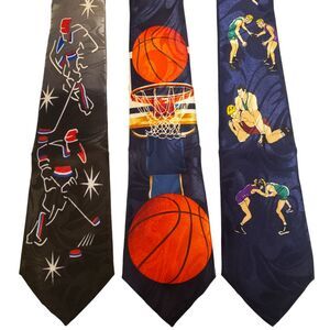 Hockey Basketball Wrestling Sports Ties #77 - Lot of 3 Novelty Neckties NWT